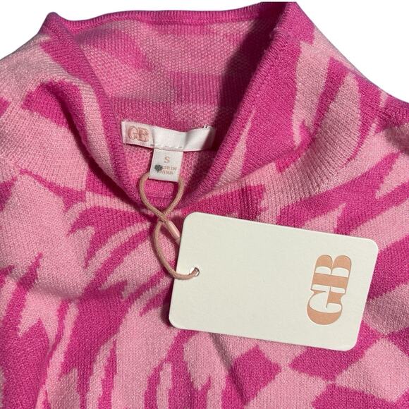 NWT Gianni Bini GB SZ S Mock Neck Geometric Swirl Sweater Dress Pink Long Sleeve - Picture 3 of 8